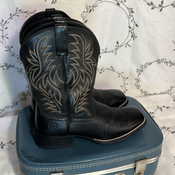 Men’s Black Ariat Square Toe Boots - size 12ee - Picture 2 of 9